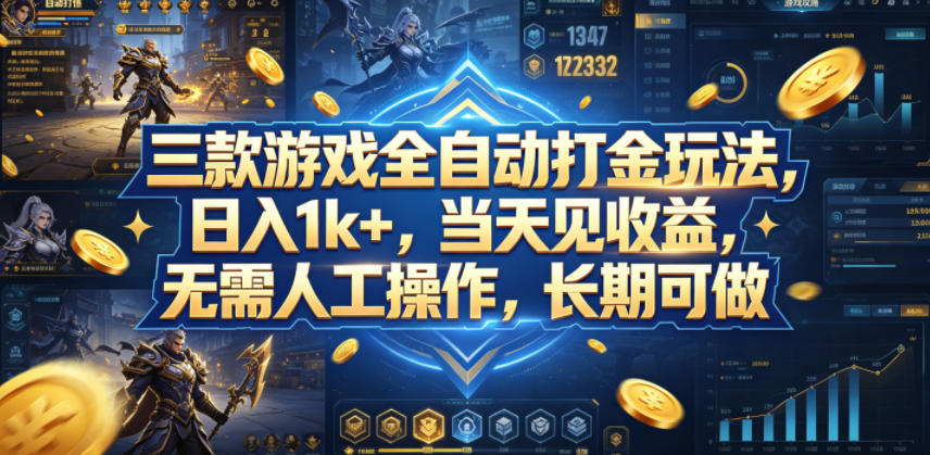 三款游戏全自动打金玩法，日入1k+，当天见收益，无需人工操作，长期可做【揭秘】-灰产星球