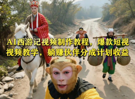 AI西游记视频制作教程，爆款短视频教学，躺賺伙伴分成计划收益-灰产星球