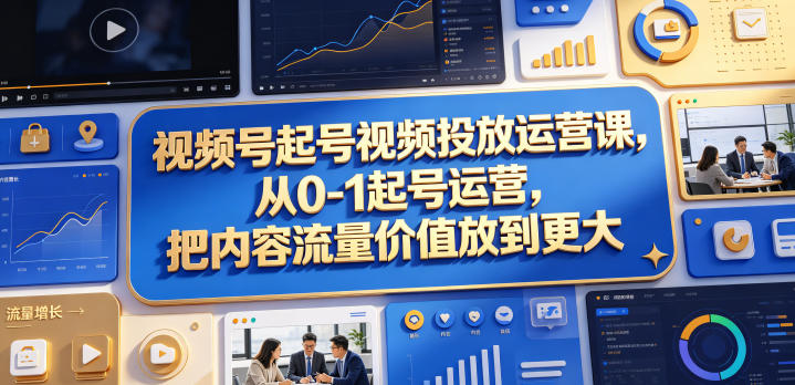 视频号起号视频投放运营课，从0-1起号运营，把内容流量价值放到更大-灰产星球