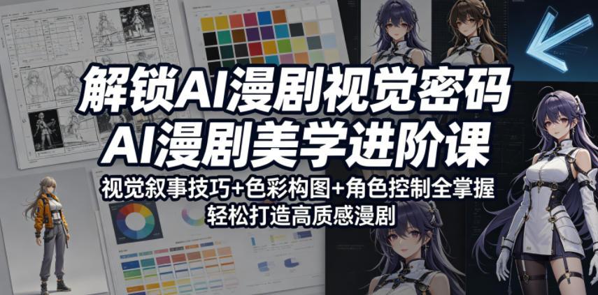 解锁AI漫剧视觉密码，AI漫剧美学进阶课，视觉叙事技巧+色彩构图+角色控制全掌握，轻松打造高质感漫剧-灰产星球