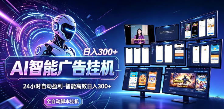 AI智能广告挂G项目，无需人工，单机稳定日入200+，可矩阵放大，24小时不间断刷广告賺收益【揭秘】-灰产星球
