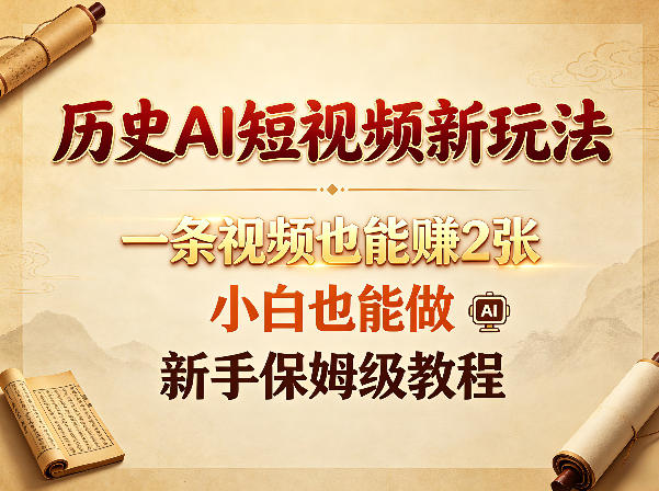 历史AI短视频新玩法，一条视频也能賺2张，小白也能做，新手保姆级教程-灰产星球