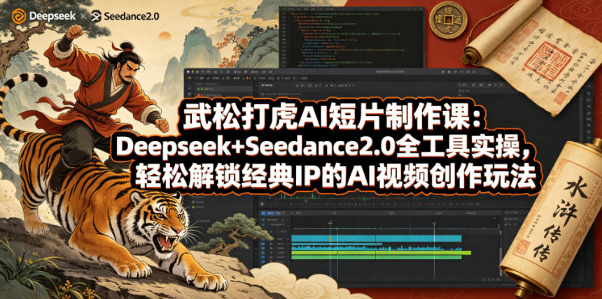 武松打虎AI短片制作课：Deepseek+Seedance2.0全工具实操，轻松解锁经典IP的AI视频创作玩法-灰产星球