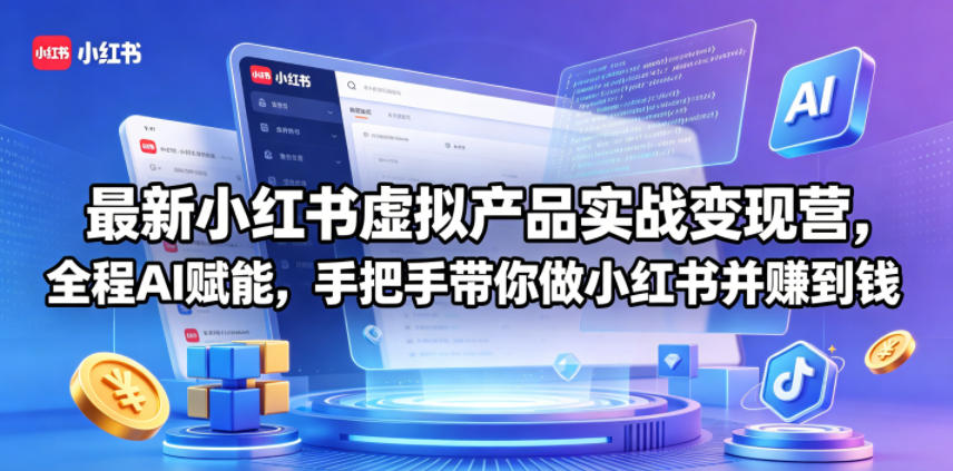 最新小红书虚拟产品实战变现营，全程AI赋能，手把手带你做小红书并赚到钱-灰产星球