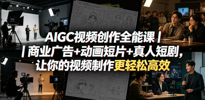 AIGC视频创作全能课｜商业广告+动画短片+真人短剧，让你的视频制作更轻松高效-灰产星球