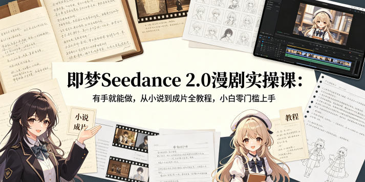 即梦Seedance 2.0漫剧实操课：有手就能做，从小说到成片全教程，小白零门槛上手-灰产星球