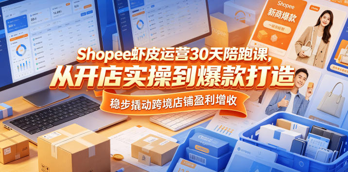Shopee虾皮运营30天陪跑课,从开店实操到爆款打造,稳步撬动跨境店铺盈利增收-灰产星球