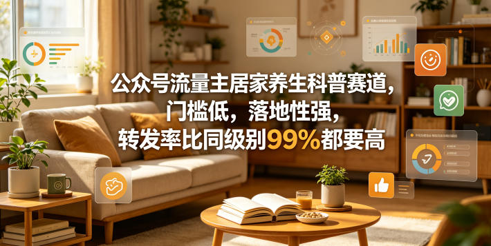 公众号流量主居家养生科普赛道，门槛低，落地性强，转发率比同级别99％都要高-灰产星球