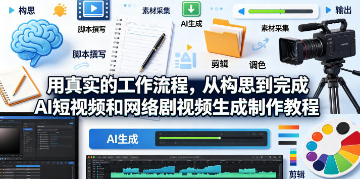 用真实的工作流程，从构思到完成AI短视频和网络剧视频生成制作教程-中英字幕-灰产星球