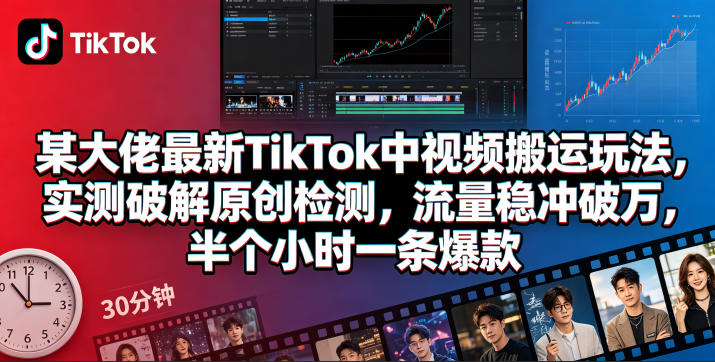 某大佬最新TikTok中视频搬运玩法，实测破解原创检测，流量稳冲破万，半个小时一条爆款-灰产星球