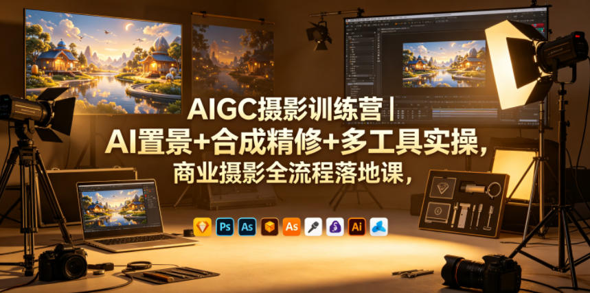 AIGC摄影训练营｜AI置景+合成精修+多工具实操，商业摄影全流程落地课-灰产星球
