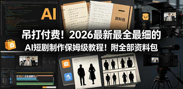 吊打付费！2026最新最全最细的AI短剧制作保姆级教程！附全部资料包-灰产星球