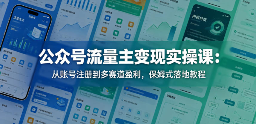 公众号流量主变现实操课：从账号注册到多赛道盈利，保姆式落地教程-灰产星球