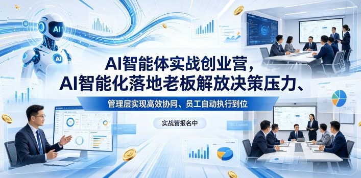 AI智能体实战创业营26年4月23-25号线下课，AI智能化落地老板解放决策压力、管理层实现高效协同、员工自动执行到位-灰产星球