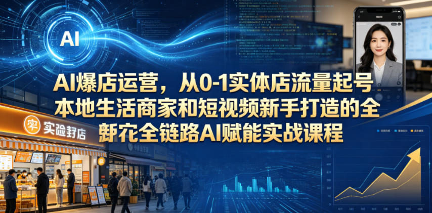 AI爆店运营，从0-1实体店流量起号，本地生活商家和短视频新手打造的全链路AI赋能实战课程-灰产星球