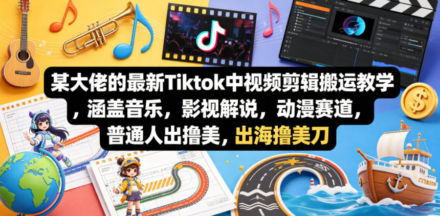 某大佬的最新Tiktok中视频剪辑搬运教学，涵盖音乐，影视解说，动漫赛道，普通人出海撸美刀-灰产星球