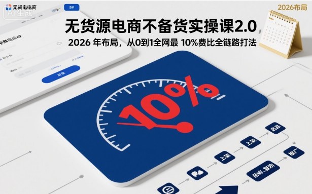 无货源电商不备货实操课2.0，2026年布局，从0到1全网最低10%费比全链路打法【更新26年5月】-灰产星球