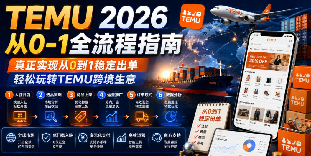 TEMU 2026从0-1全流程指南,真正实现从0到1稳定出单,轻松玩转TEMU跨境生意-灰产星球