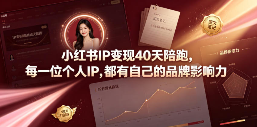 小红书IP变现40天陪跑，每一位个人IP，都有自己的品牌影响力-灰产星球