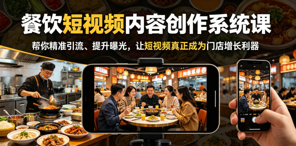 餐饮短视频内容创作系统课,帮你精准引流、提升曝光,让短视频真正成为门店增长利器-灰产星球