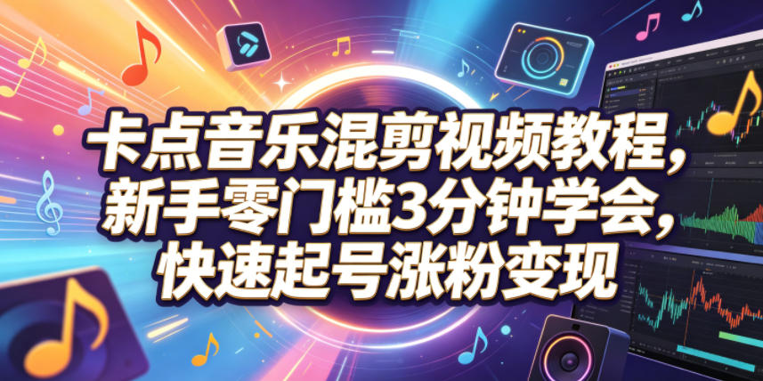 卡点音乐混剪视频教程,新手零门槛3分钟学会,快速起号涨粉变现-灰产星球