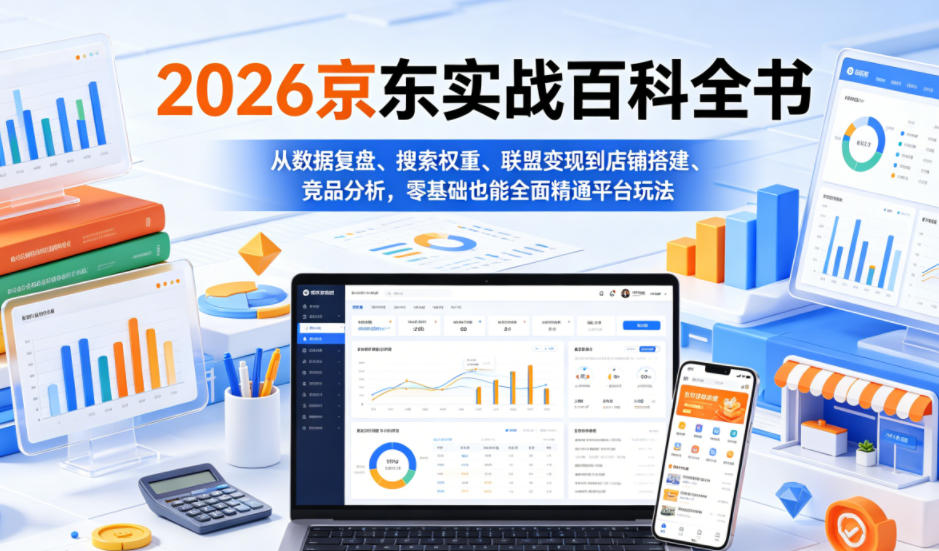 2026京东实战百科全书,从数据复盘、搜索权重、联盟变现到店铺搭建、竞品分析,零基础也能全面精通平台玩法-灰产星球