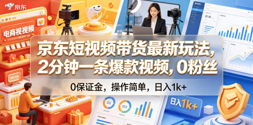 京东短视频带货最新玩法，2分钟一条爆款视频，0粉丝，0保证金，操作简单，日入1k+【揭秘】-灰产星球