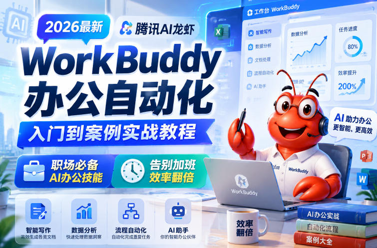 2026最新腾讯AI龙虾WorkBuddy办公自动化入门到案例实战教程，职场必备AI办公技能，告别加班，效率翻倍-灰产星球