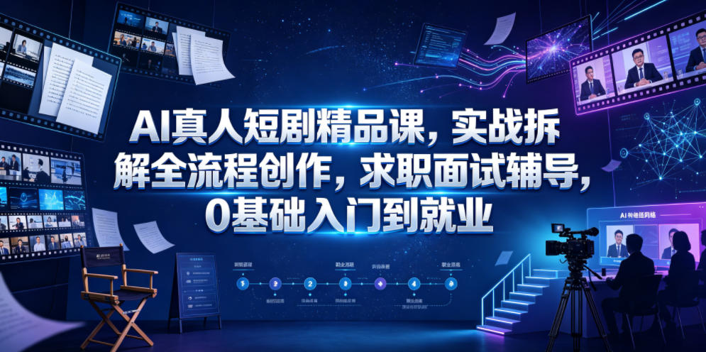 AI真人短剧精品课，实战拆解全流程创作，求职面试辅导，0基础入门到就业-灰产星球