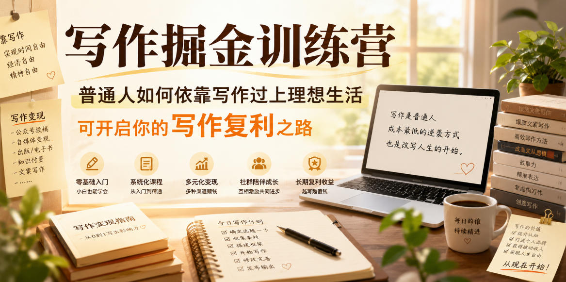 写作掘金训练营,普通人如何依靠写作过上理想生活,可开启你的写作复利之路(更新6月)-灰产星球