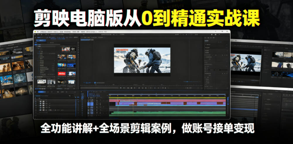 剪映电脑版从0到精通实战课，全功能讲解+全场景剪辑案例，做账号接单变现-灰产星球