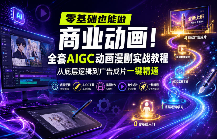零基础也能做商业动画！全套AIGC动画漫剧实战教程，从底层逻辑到广告成片一键精通-灰产星球