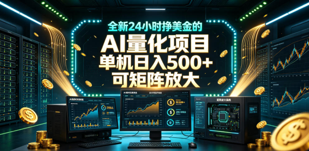 全新24小时挣美金的AI量化项目，单机日入500+，每天见收益，可矩阵放大【揭秘】-灰产星球