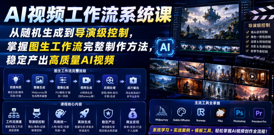 AI视频工作流系统课，从随机生成到导演级控制，掌握图生工作流完整制作方法，稳定产出高质量AI视频-灰产星球