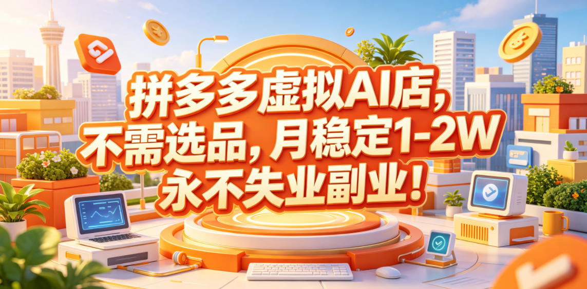 拼多多虚拟AI店,不需选品,月稳定1-2W,永不失业副业!【揭秘】-灰产星球