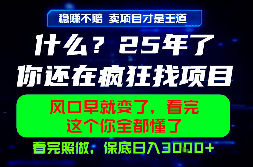 26年，请不要疯狂的找项目做了！卖项目才是真的稳賺不赔，看完照做，保底日入1k+【揭秘】-灰产星球