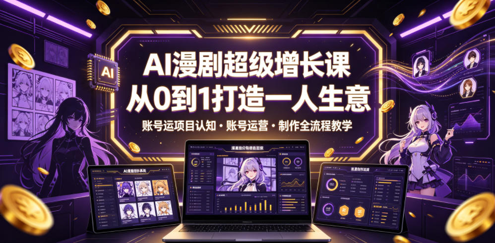 AI漫剧超级增长课,从0到1打造一人生意,项目认知?账号运营?制作全流程教学-灰产星球