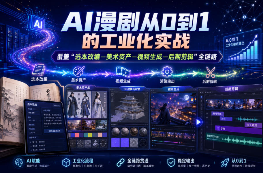 AI漫剧从0到1的工业化实战，覆盖“选本改编—美术资产—视频生成—后期剪辑”全链路（更新6月）-灰产星球