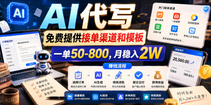 AI代写,免费提供接单渠道和模板,一单50-800,月稳入2W【揭秘】-灰产星球