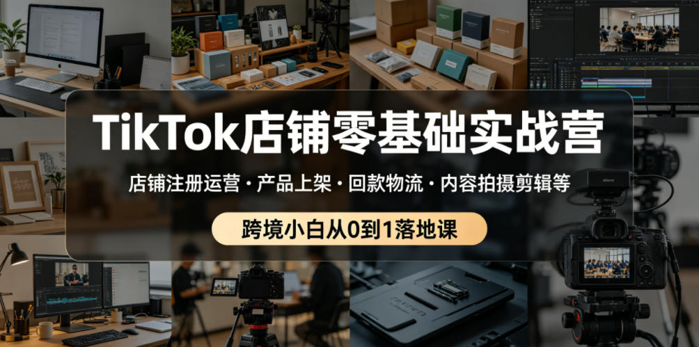 TikTok店铺零基础实战营，店铺注册运营?产品上架?回款物流?内容拍摄剪辑等 ，跨境小白从0到1落地课-灰产星球