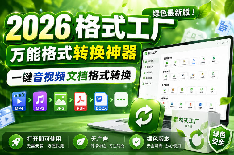 2026格式工厂绿色最新版！万能格式转换神器，一键音视频文档格式转换，打开即可使用，无广告绿色版本-灰产星球