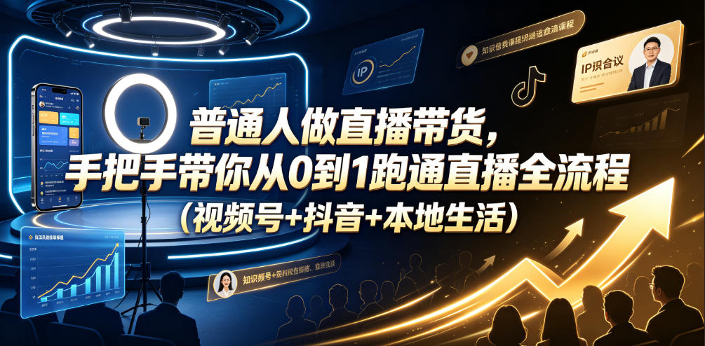 普通人做直播带货，手把手带你从0到1跑通直播全流程（视频号+抖音+本地生活）-灰产星球