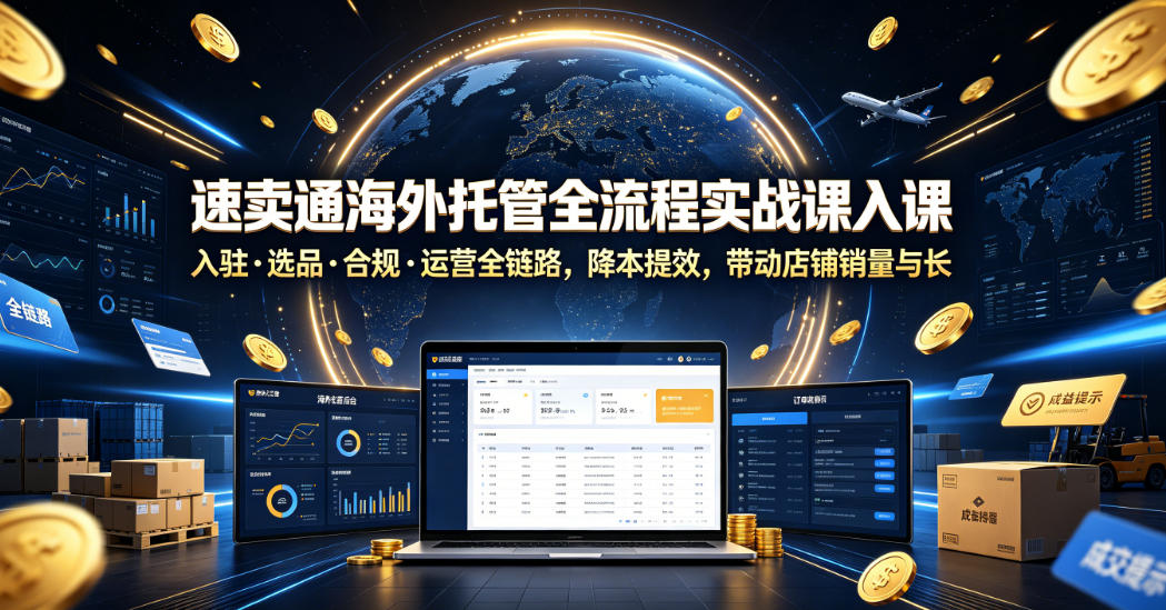 速卖通海外托管全流程实战课入驻?选品?合规?运营全链路,降本提效,带动店铺销量与收益增长-灰产星球