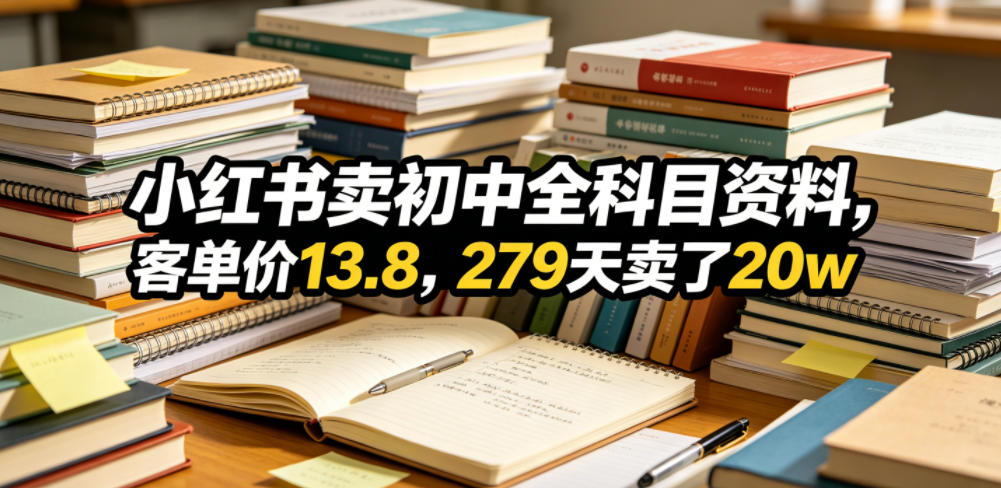 小红书卖初中全科目资料,客单价13.8,279天卖了20w-灰产星球