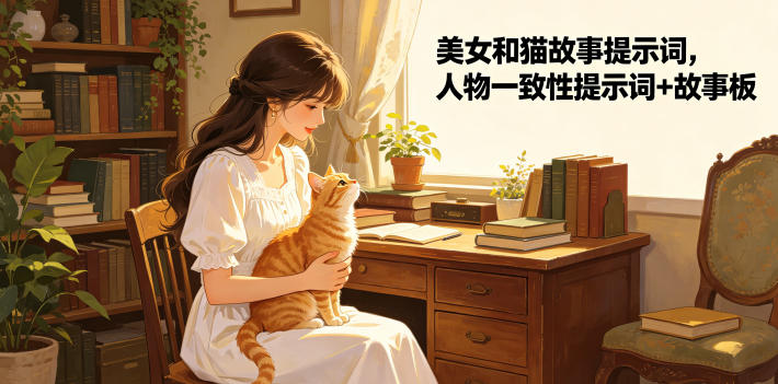 美女和猫故事提示词,人物一致性提示词+故事板-灰产星球