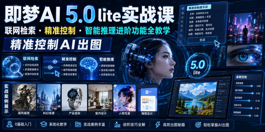 即梦AI 5.0 lite实战课,联网检索?精准控制?智能推理进阶功能全教学,精准控制AI出图-灰产星球
