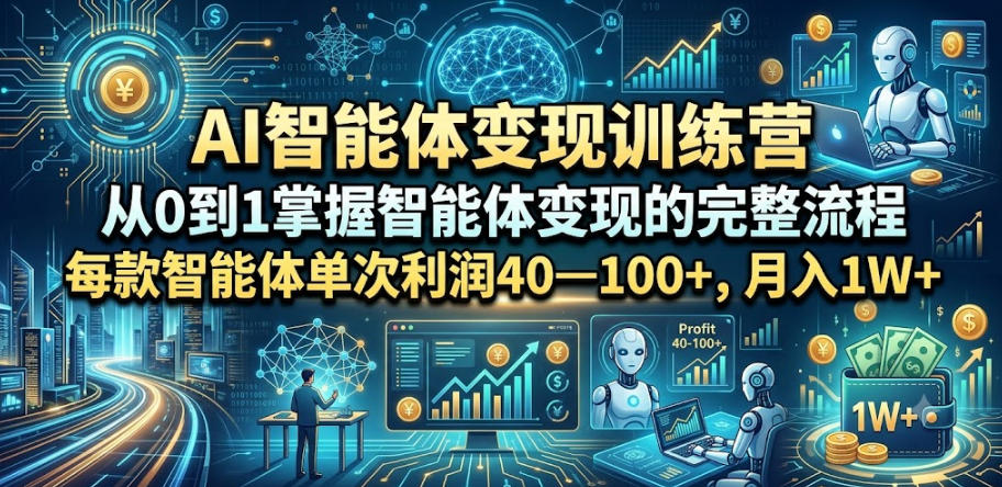 AI智能体变现训练营，从0到1掌握智能体变现的完整流程，每款智能体单次利润40—100+，月入1W+-灰产星球