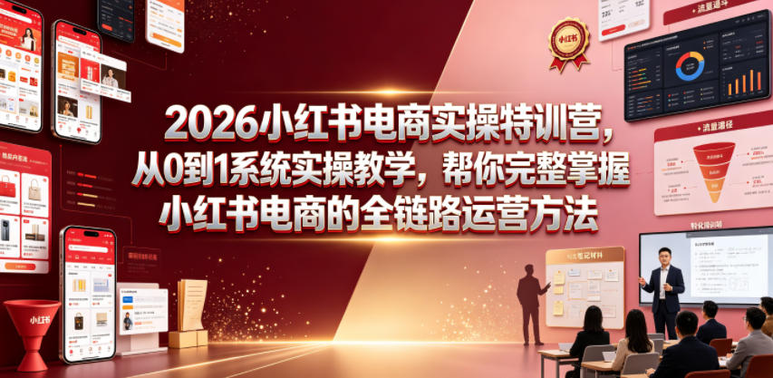 2026小红书电商实操特训营，从0到1系统实操教学，帮你完整掌握小红书电商的全链路运营方法-灰产星球