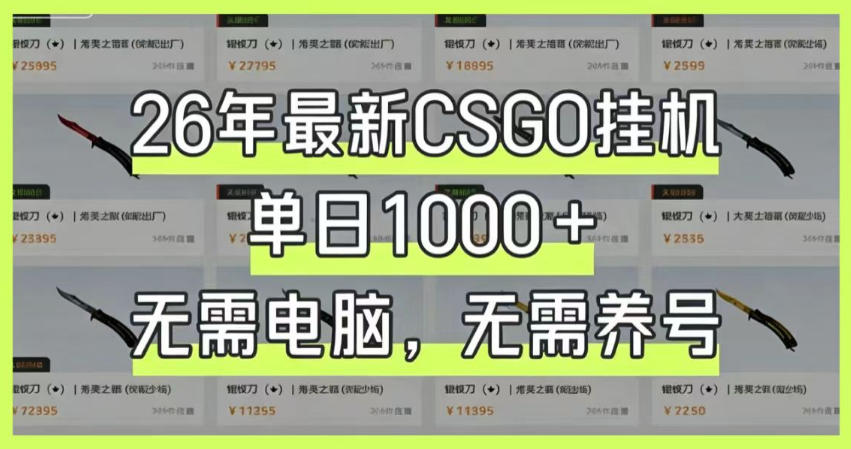 26年最新CSGO挂G系统，单日1000+，无需电脑，无需养号，0基础可上手【揭秘】-灰产星球
