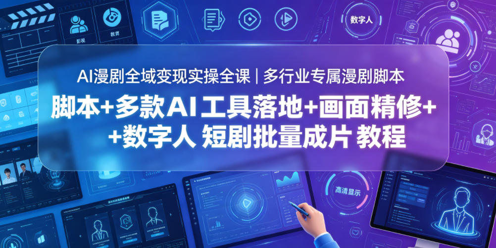 AI漫剧全域变现实操全课|多行业专属漫剧脚本+多款AI工具落地+画面精修+数字人短剧批量成片全教程-灰产星球